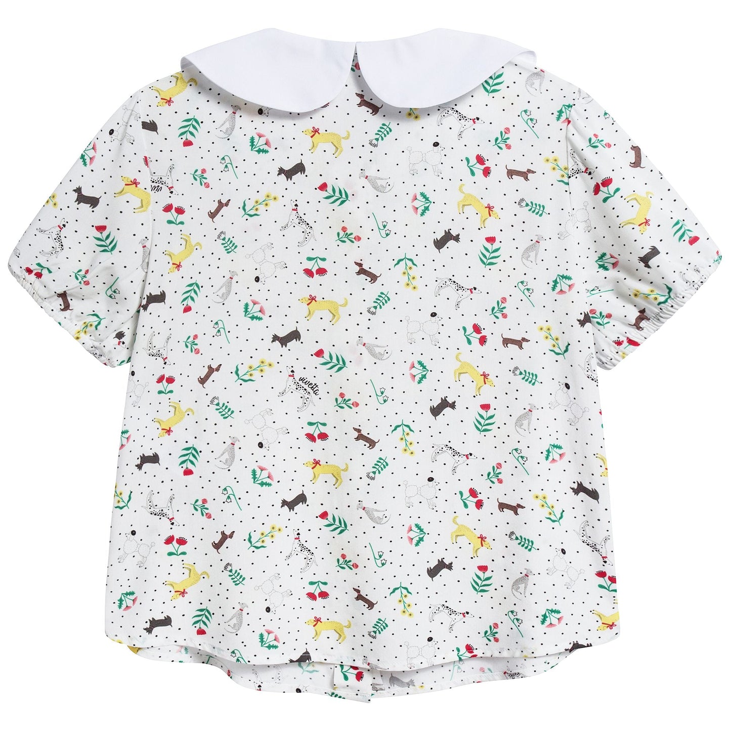 Girls Light Blue Collar Printed Wide Shirt