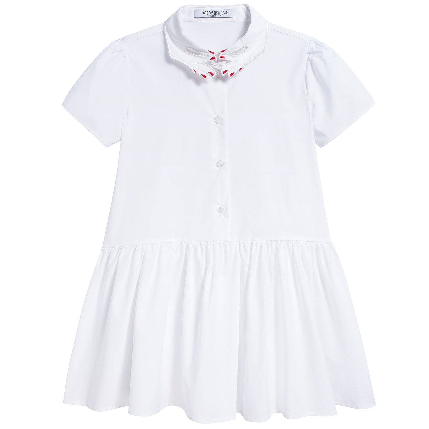 Girls White Hand Collar Cotton Dress