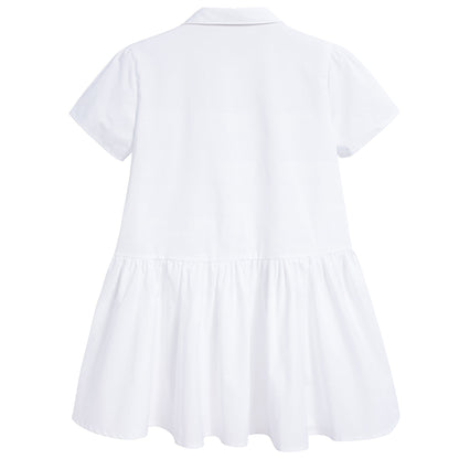 Girls White Hand Collar Cotton Dress