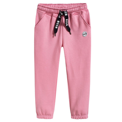 Girls Pink Cotton Tracksuit Trousers