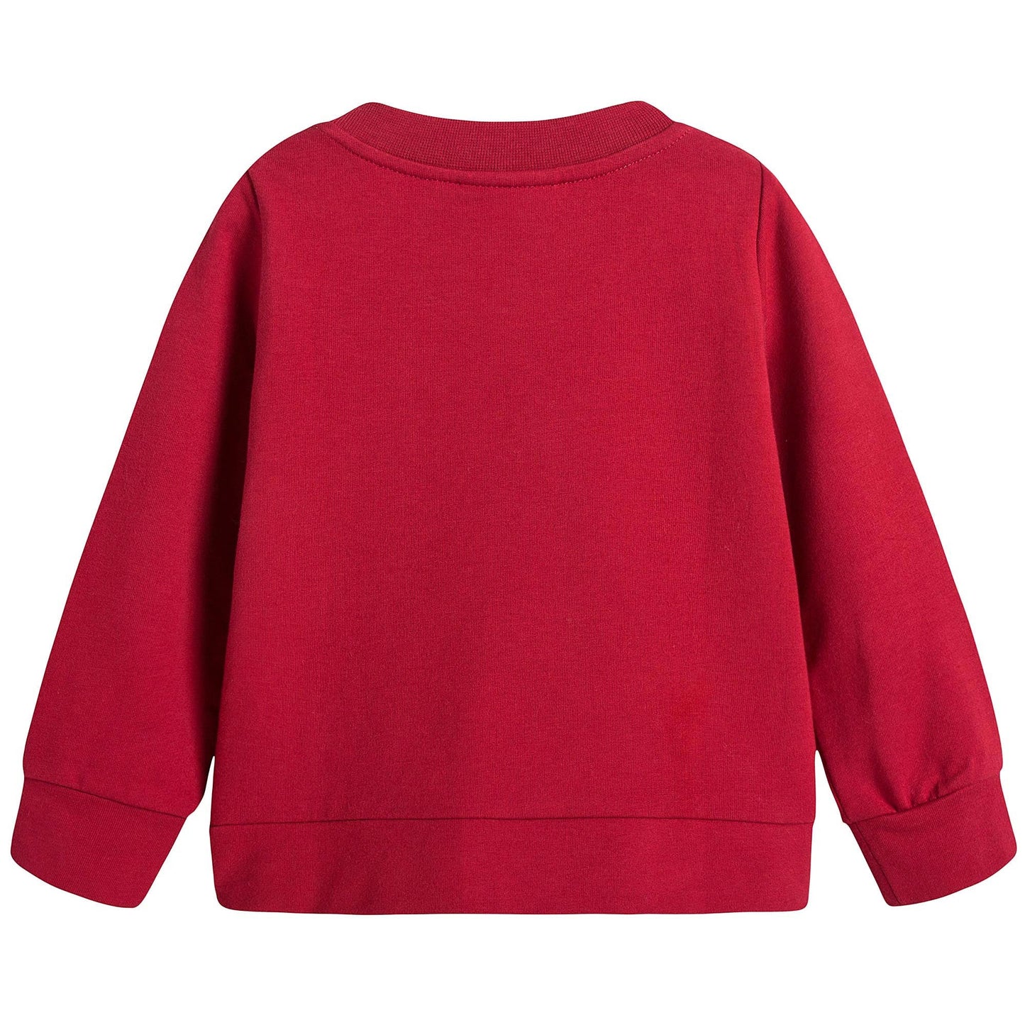 Girls Red Cotton Sweatshirt With Patch Flower Trims