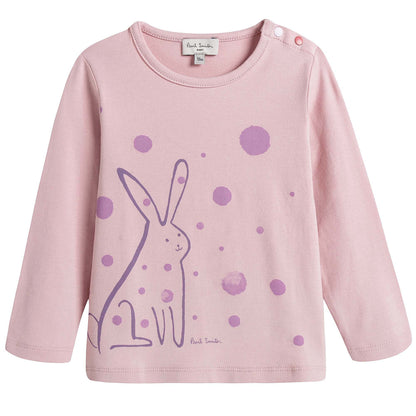 Baby Girls Pink Fancy Printed Trims T-Shirt