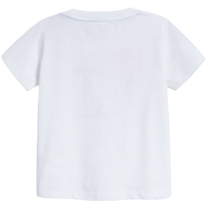 Baby Boys White Printed Cotton Jersey T-shirt