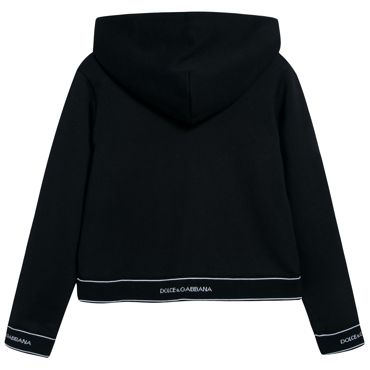 Girls Black Logo Cotton Zip-up Top