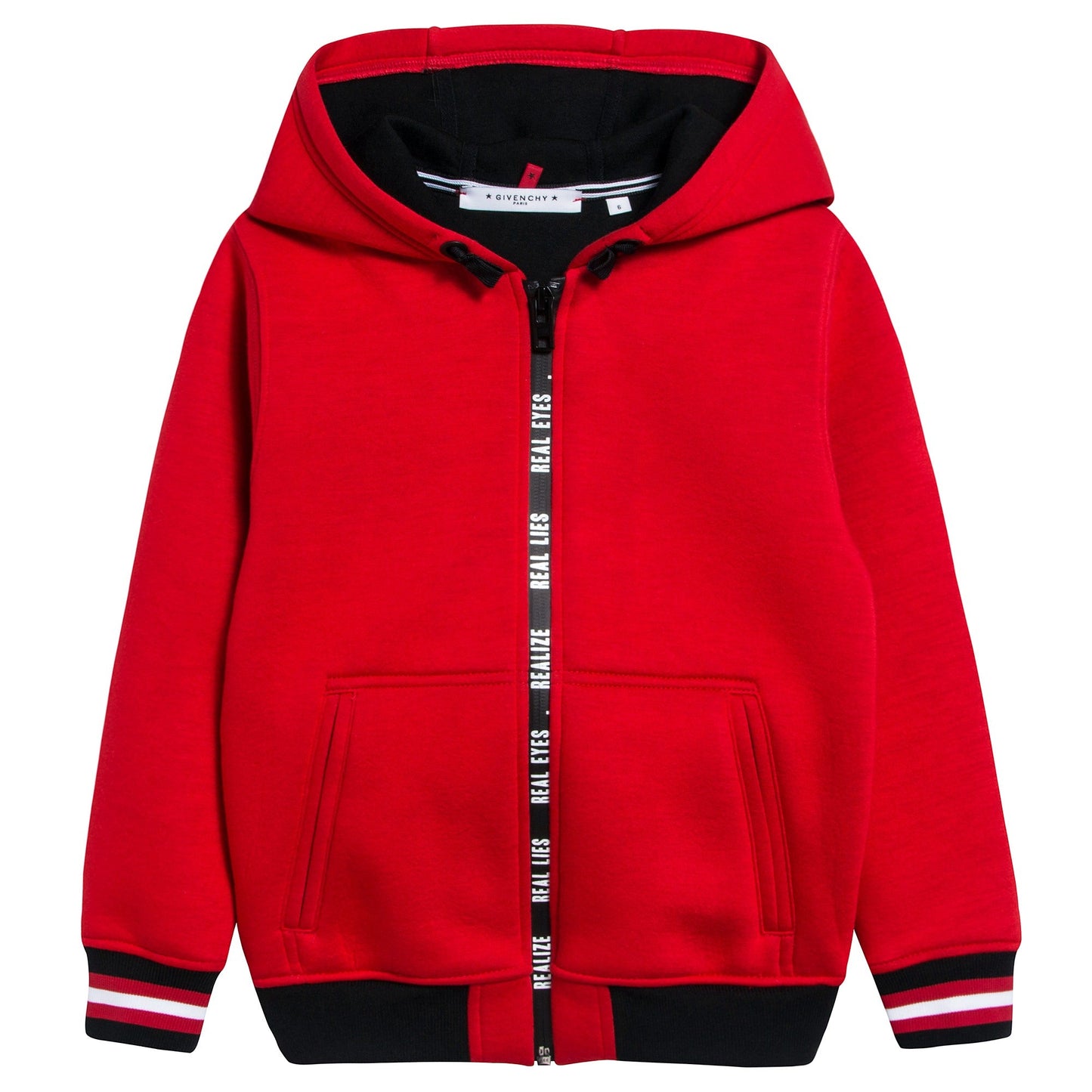 Boys Red & Black Hooded Cardigan