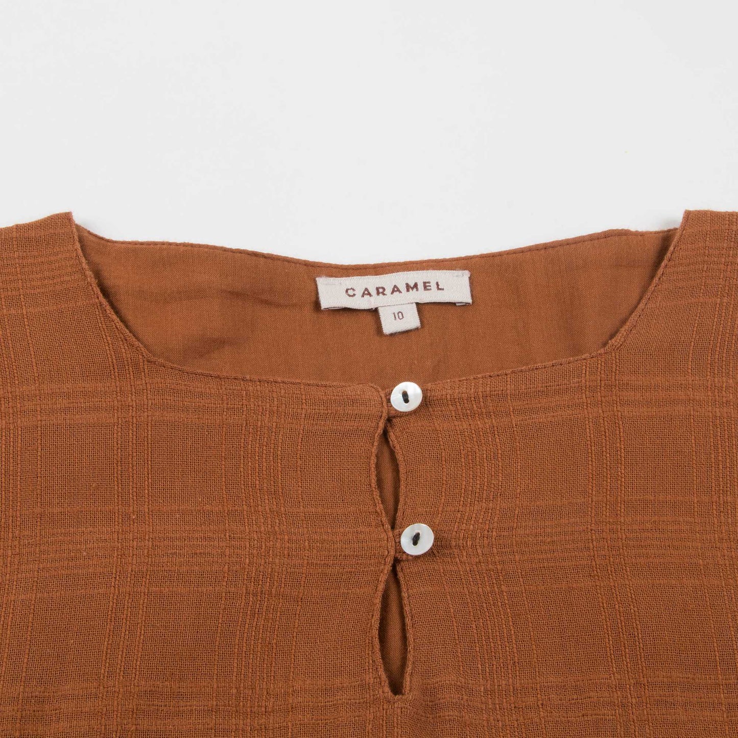 Girls Camel Cotton Woven Dress