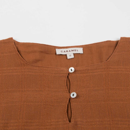 Girls Camel Cotton Woven Dress