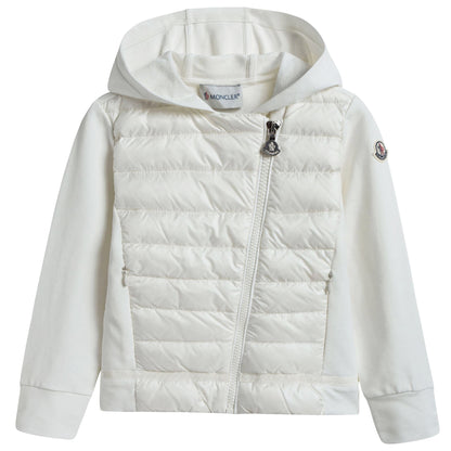 Girls Ivory Cotton Hooded Cardigan