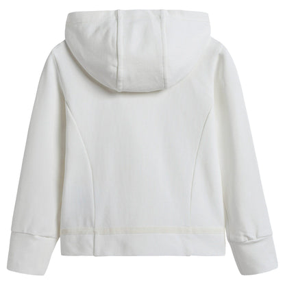 Girls Ivory Cotton Hooded Cardigan