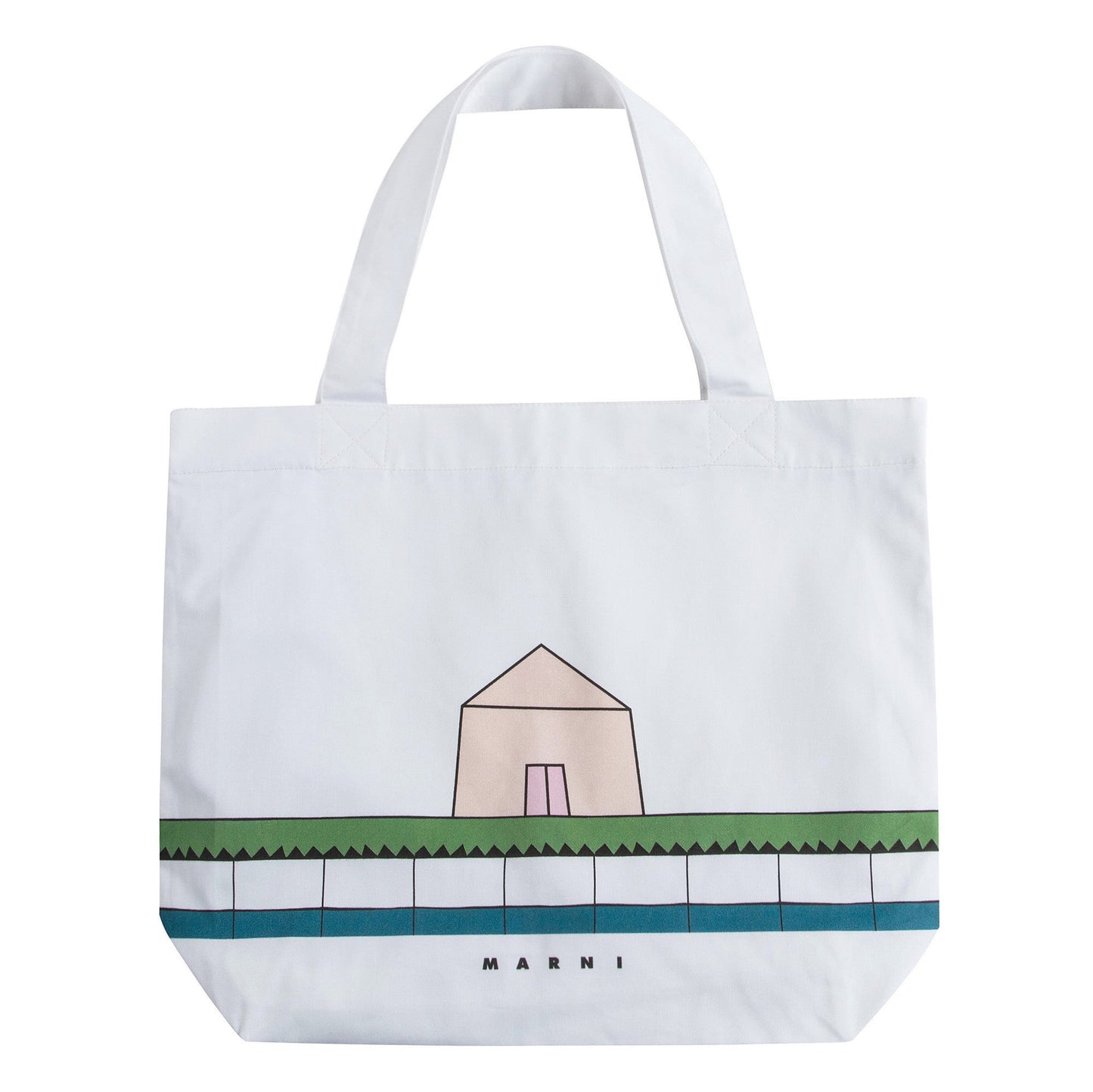 White Cotton Bag With House
