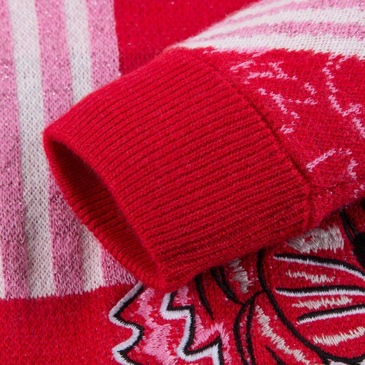 Girls Red Tiger Printed & Logo Sweater