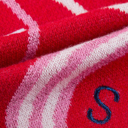 Girls Red Tiger Printed & Logo Sweater