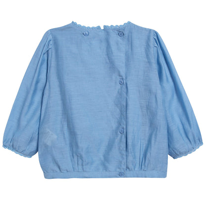 Baby Azure Blue Cotton Woven Blouse
