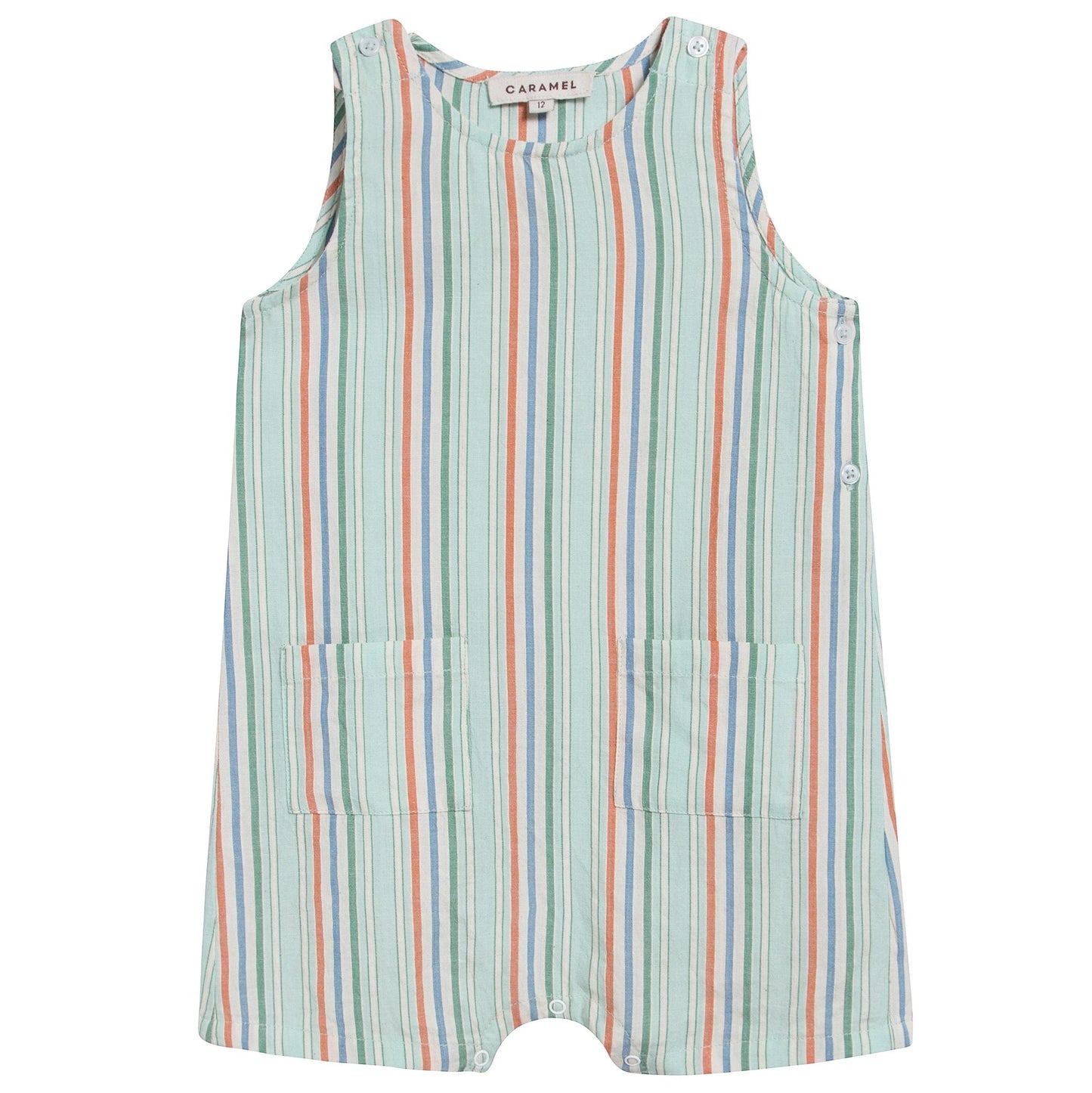 Girls Multi Stripe Cotton Woven Romper