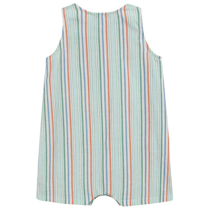 Girls Multi Stripe Cotton Woven Romper