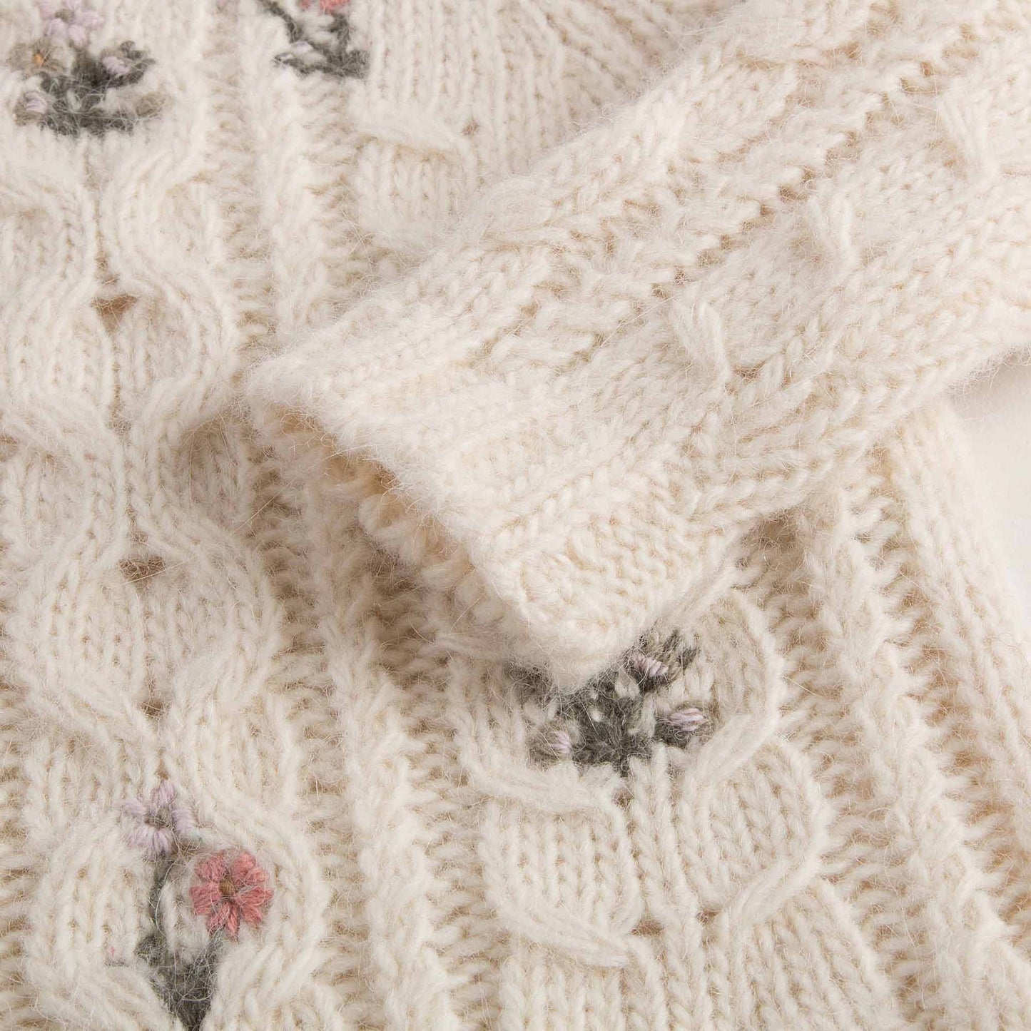 Baby Girls Lvory Embroidered Wool Blend Sweater
