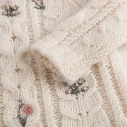 Baby Girls Lvory Embroidered Wool Blend Sweater
