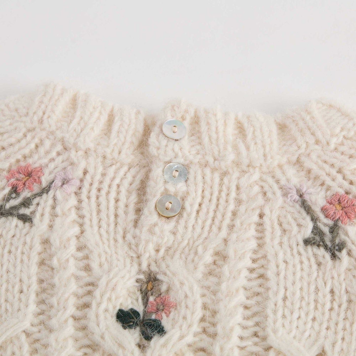 Baby Girls Lvory Embroidered Wool Blend Sweater