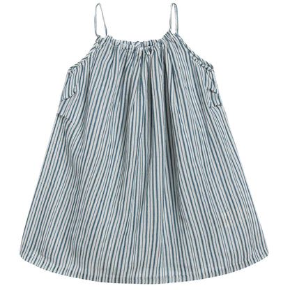 Baby Girls Blue Stripe Woven Dress