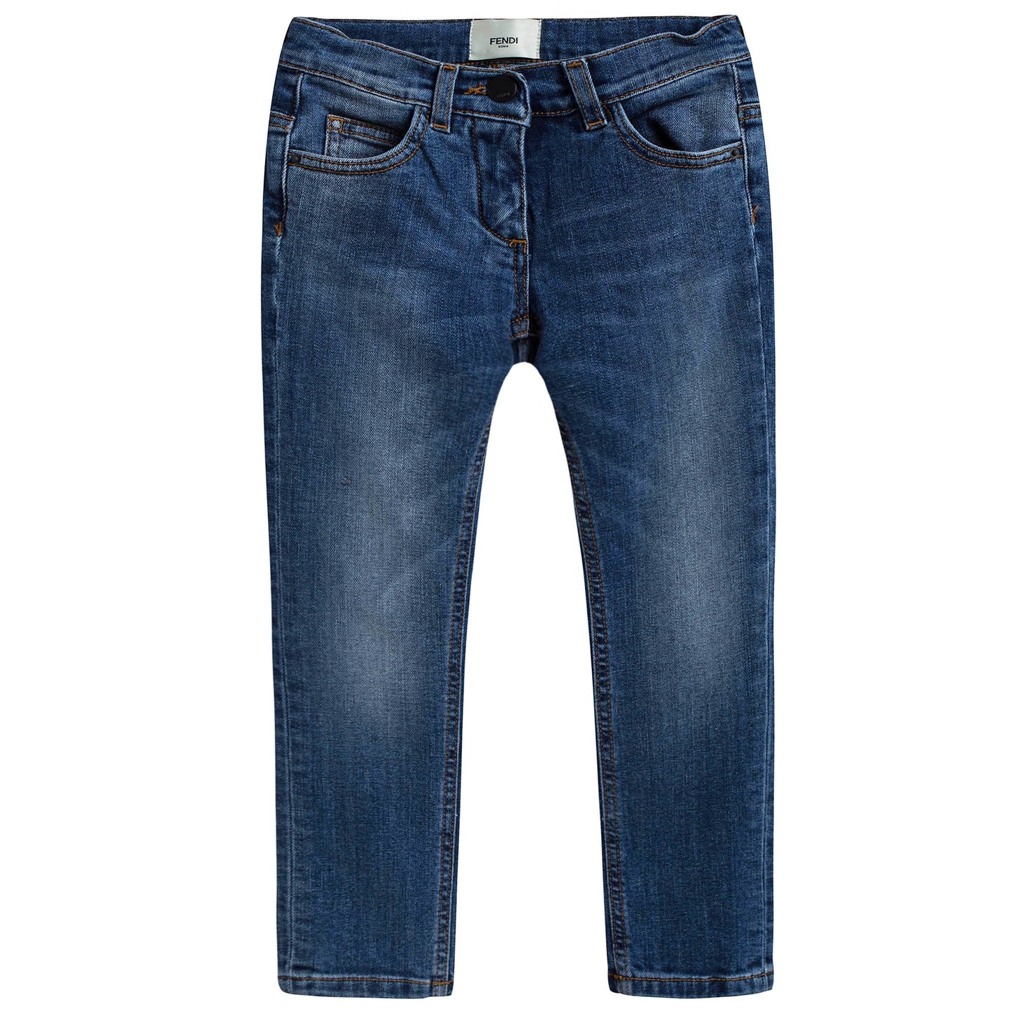 Girls Blue Denim Embroidered Pocket Jeans
