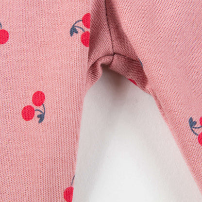 Baby Girls Pink Cherry Cotton Leggings
