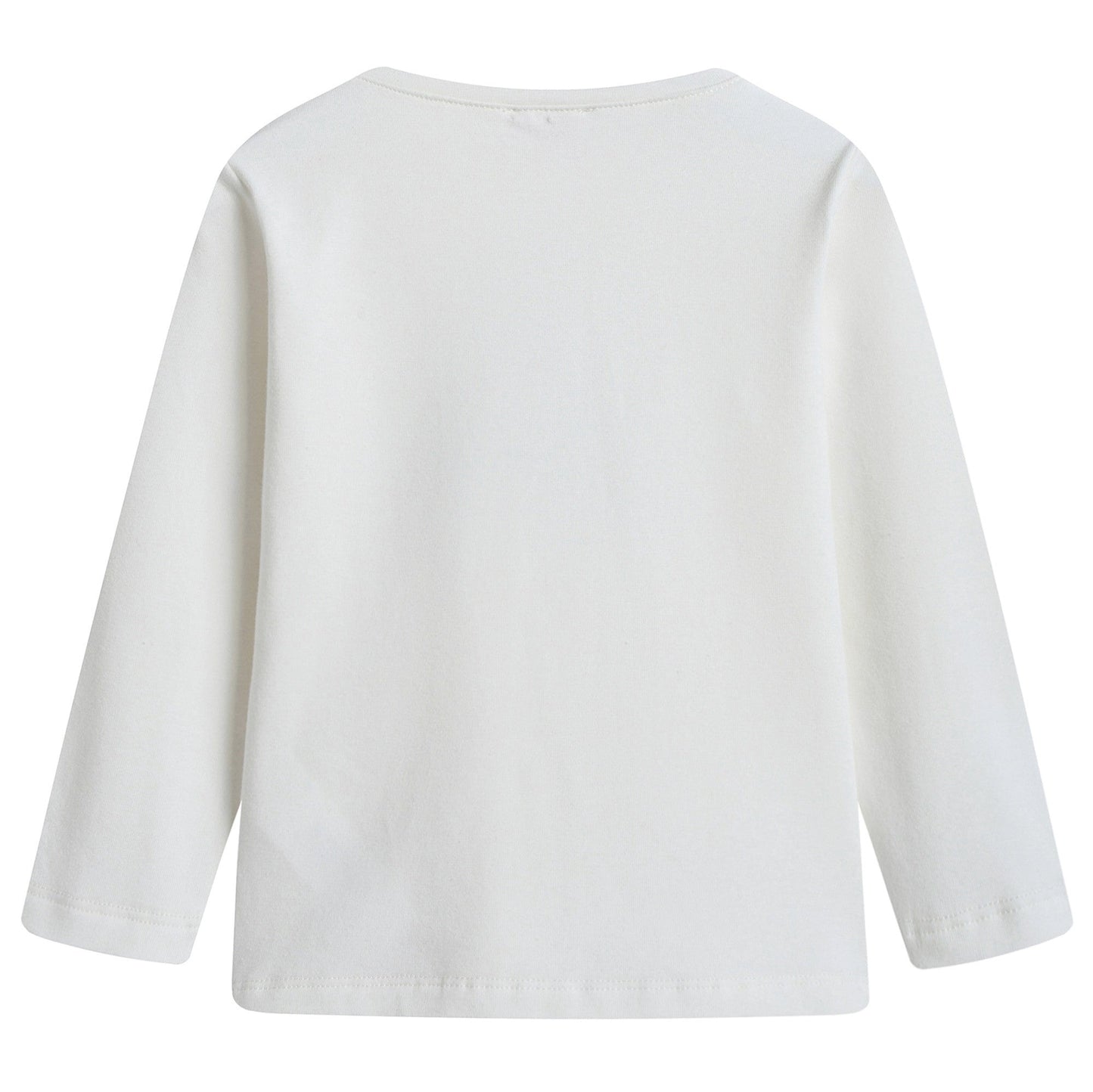 Girls Ivory Cotton T-shirt with Yellow Bow