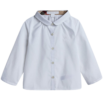 Baby Girls White Blouse with Check Cuffs