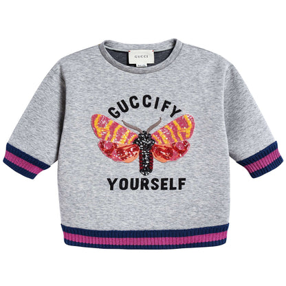 Girls Light Grey Yourself Sweatshirt