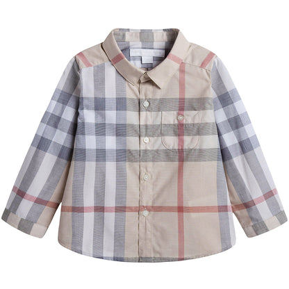 Baby Boys Beige Check Shirt