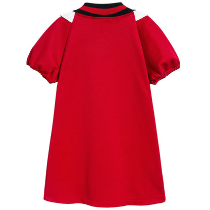 Girls Live Red & White Cotton Dress