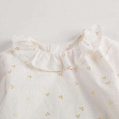 Baby Girls White With Gold Cherry Blouse