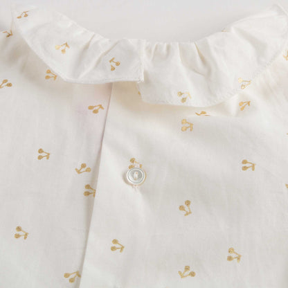 Baby Girls White With Gold Cherry Blouse