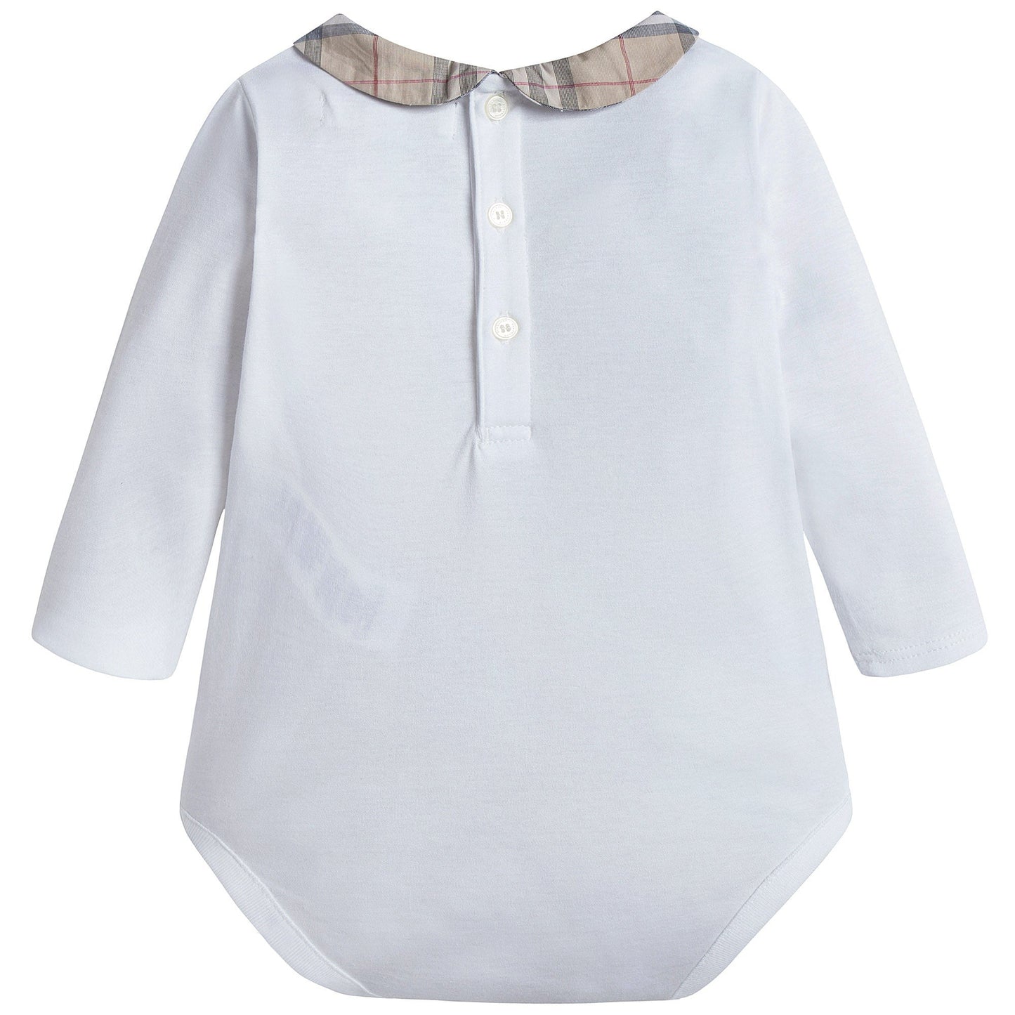 Baby White With Check Collar Babygrow