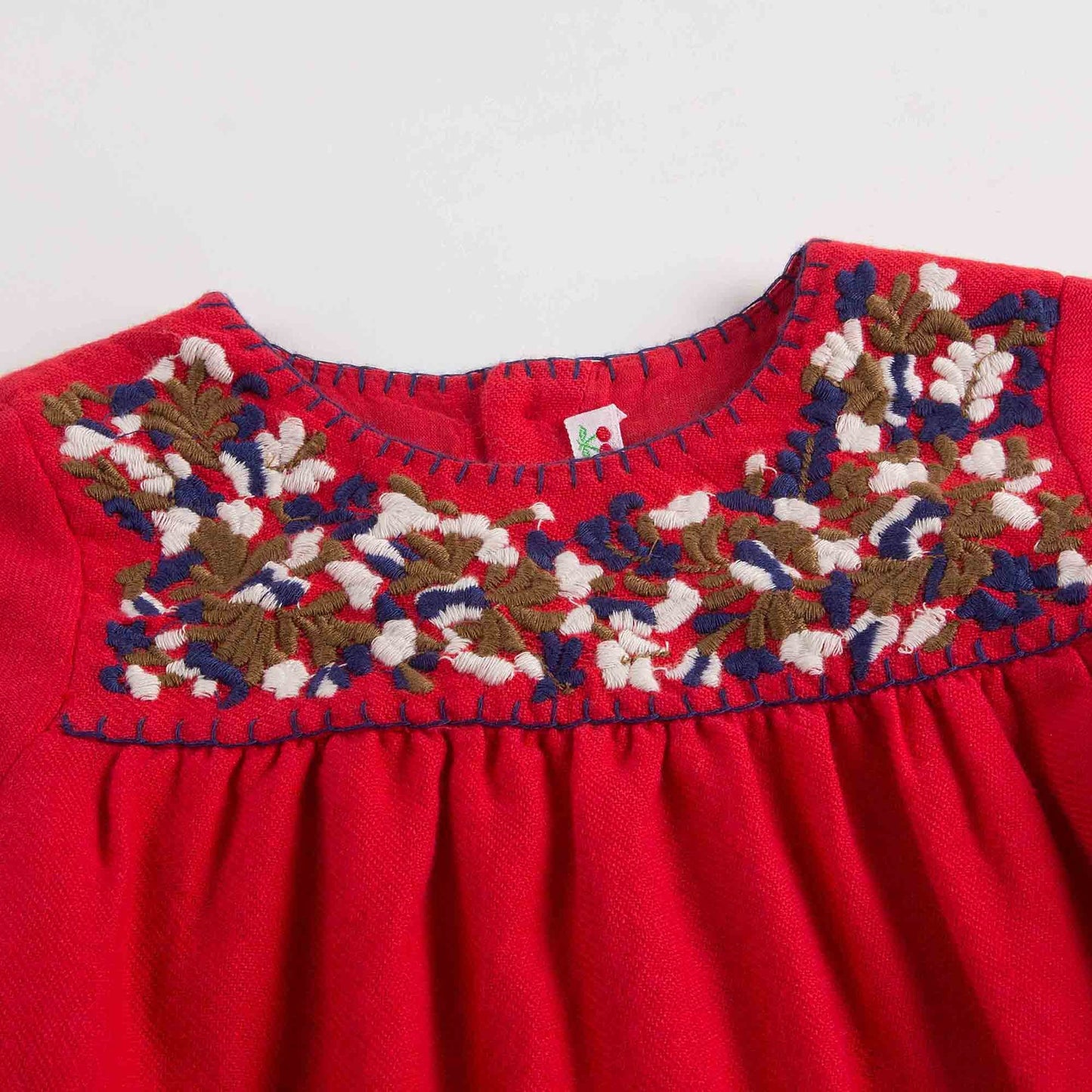 Baby Girls Red Embroidered Dresses