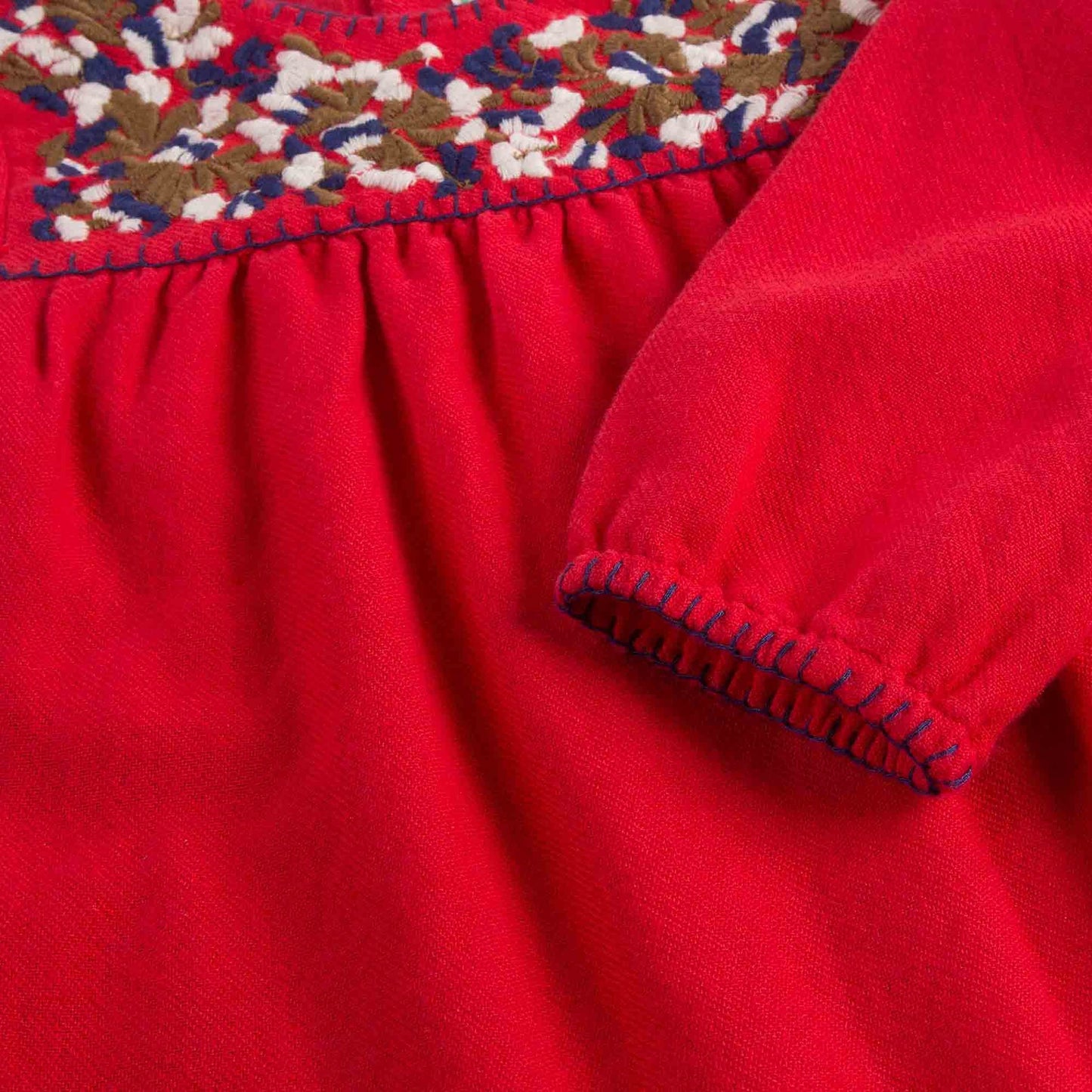 Baby Girls Red Embroidered Dresses