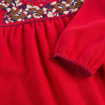 Baby Girls Red Embroidered Dresses