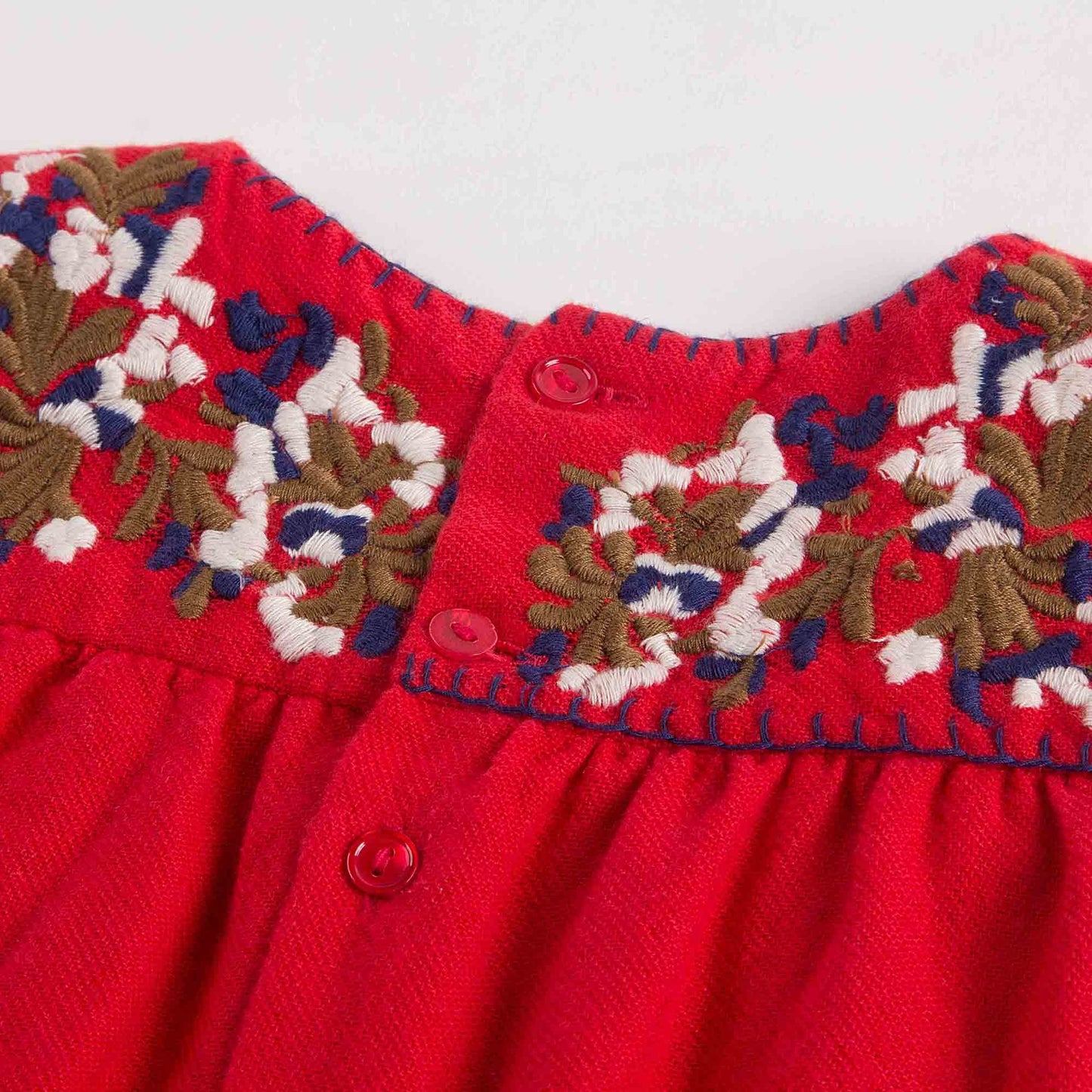 Baby Girls Red Embroidered Dresses