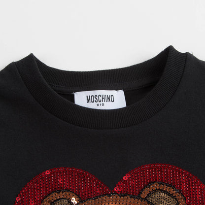 Girls Black Cotton T-shirt