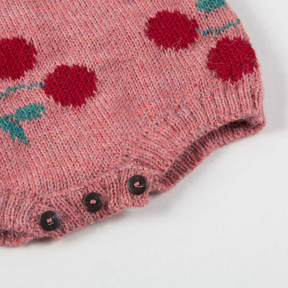 Baby Rose Pink Cherry Alpaca Wool Tank Romper