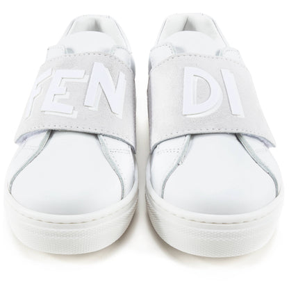 Boys White Velcro Nappa Sneaker Vitello Shoes