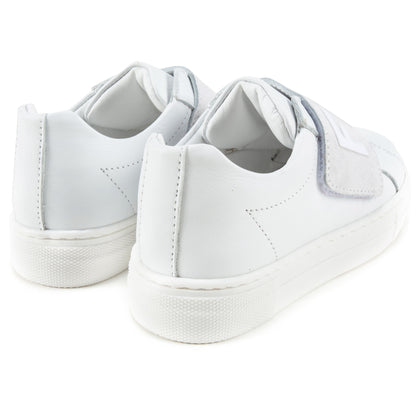 Boys White Velcro Nappa Sneaker Vitello Shoes