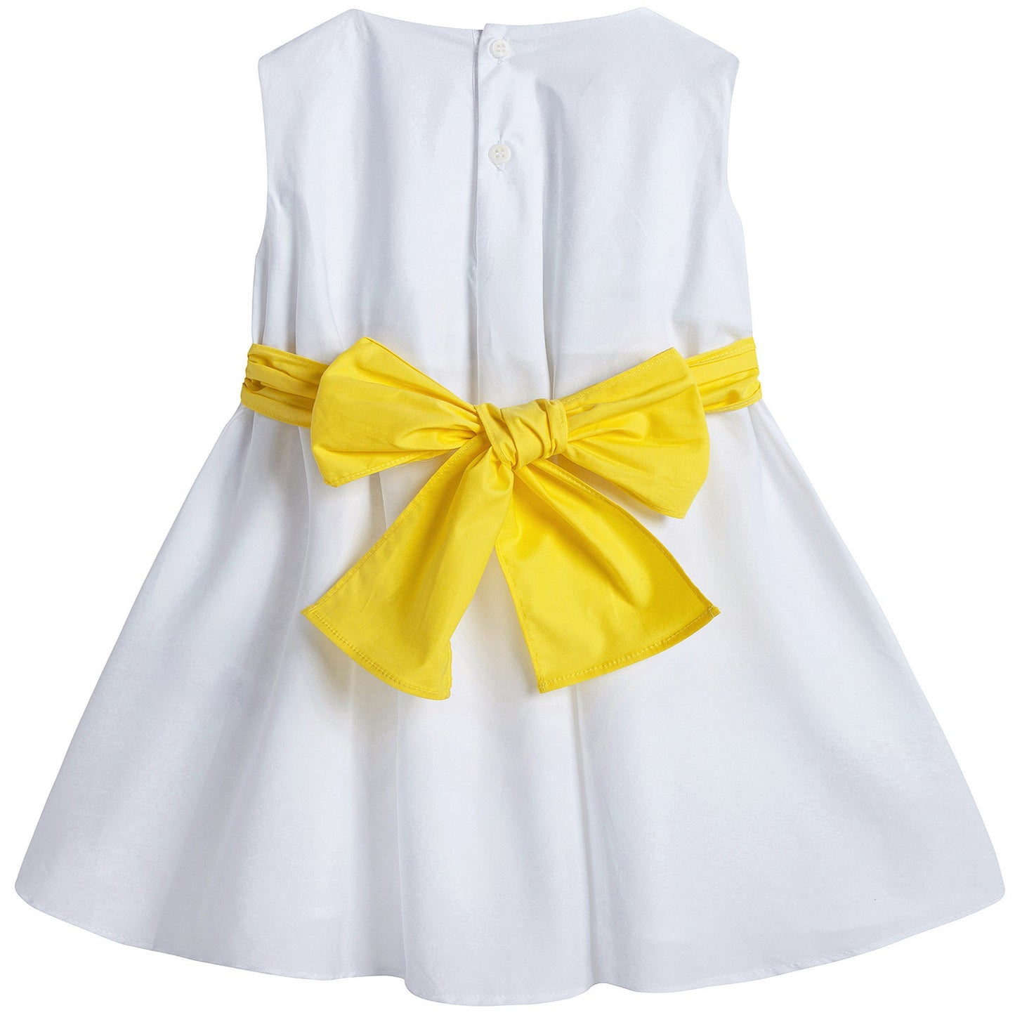 Girls White Dress With Black Bow