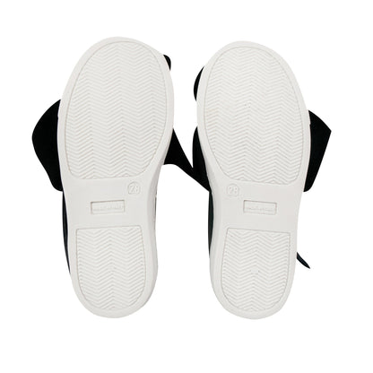 Girls Black Logo Trainers With Ruffle