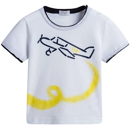 Baby Boys White T-Shirt And Dark Blue Shorts