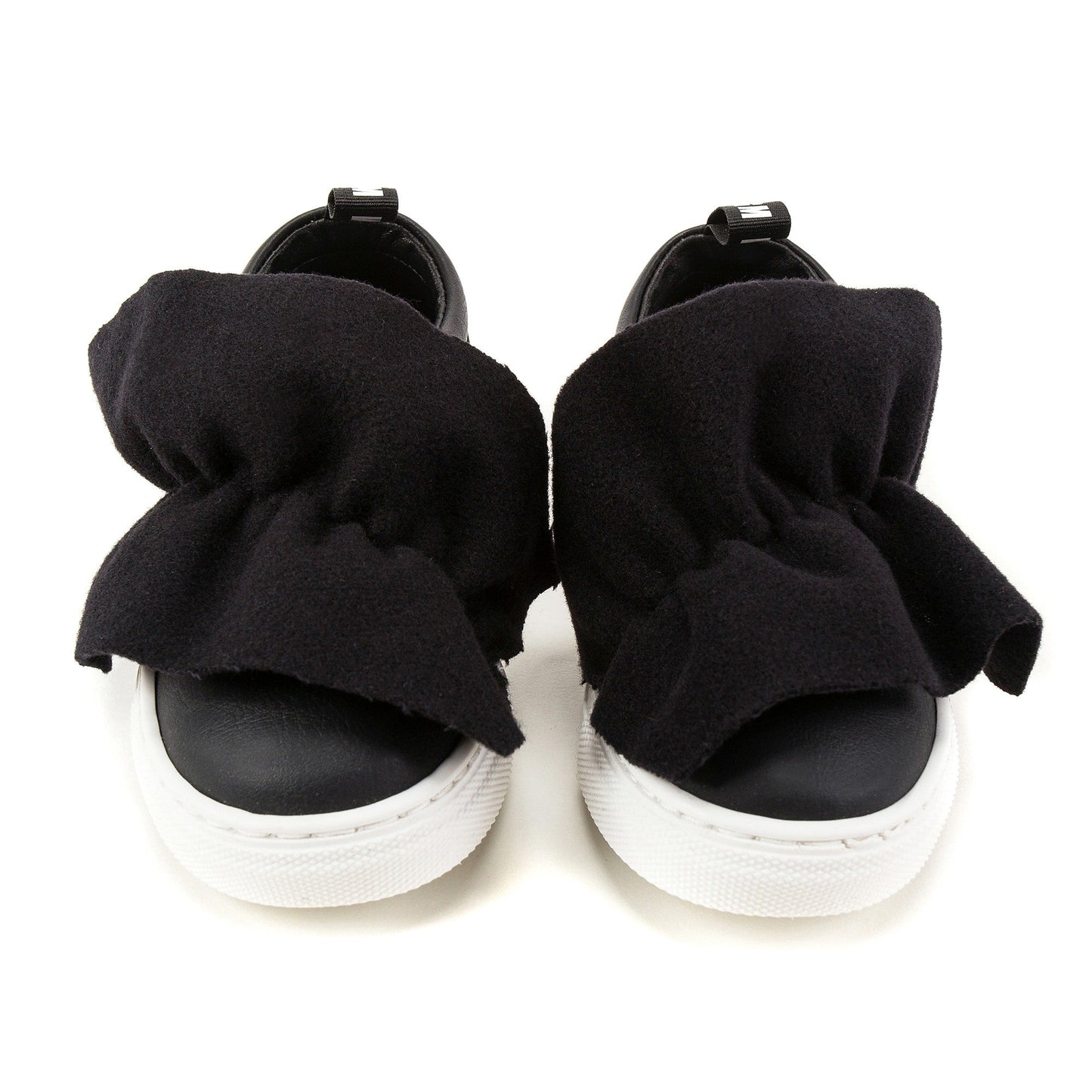 Girls Black Logo Trainers With Ruffle