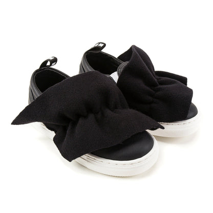 Girls Black Logo Trainers With Ruffle