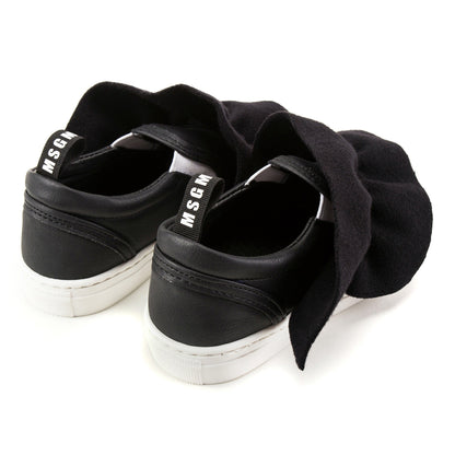 Girls Black Logo Trainers With Ruffle