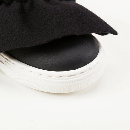 Girls Black Logo Trainers With Ruffle