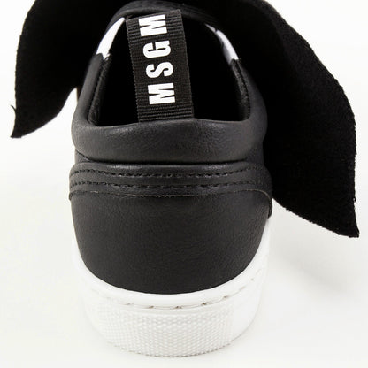 Girls Black Logo Trainers With Ruffle