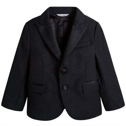 Boys Black Wool & Silk Suits